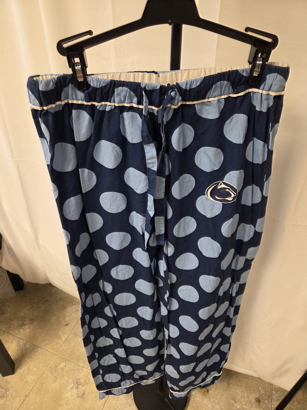 Navy Polka Dot Pajama Pants with Light Blue Dots